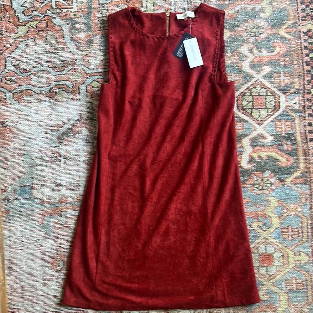 Elegant Red Suede Dress